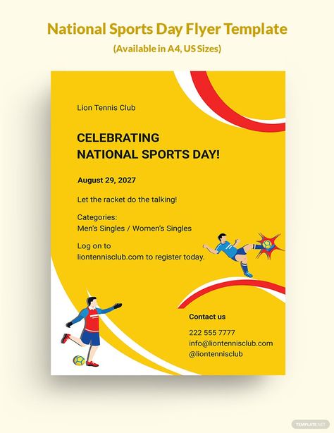 Free National Sports Day Flyer Template #AD, , #ADVERTISEMENT, #Sports, #National, #Free, #Template, #Flyer Sports Day Flyer, Sports Day Invitation, Sports Invitation, National Sports Day, Docs Templates, Tennis Clubs, Sports Day, Portfolio Template, Document Templates