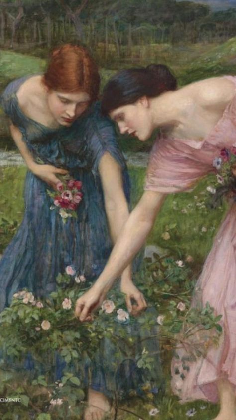 Gather Ye Rosebuds, Florence Aesthetic, Waterhouse Paintings, John Waterhouse, Era Victoria, Pre Raphaelite Paintings, Pre Raphaelite Art, John William Waterhouse, Rennaissance Art