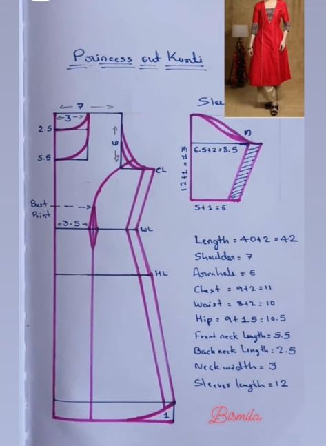 Prince Cut Kurti Designs, Drafting Dress Patterns, Stitching Dresses Tutorials, A Line Kurti Designs, Sewing Classes For Beginners, Dress Designs For Stitching, Tailoring Classes, Pattern Drafting Tutorials, Silk Ribbon Embroidery Patterns