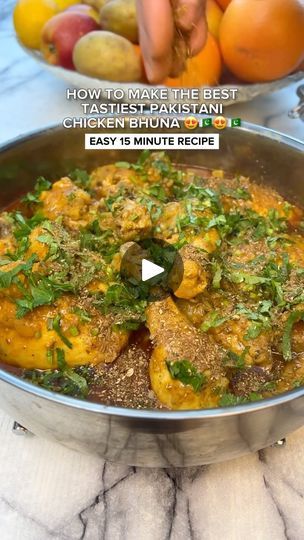 104K views · 5.1K reactions | HOW TO MAKE THE BEST EASIEST 15 MINUTE PAKISTANI CHICKEN BHUNA RECIPE 😍🇵🇰😍🇵🇰!! 

There are so many different methods to make an “chicken bhuna”, some of which are authentic and some aren’t. Now what we call this is “Bhunawa Chicken”, meaning a chicken which has been cooked out (aka bhuna’d).

This dish is 10 times better than any store-bought version and is so unbelievable easy to make, perfect for a lazy midweek dinner as it comes together within 15 mins (excluding prep).

Out of all my classic Chicken Curry dishes, this one was the biggest hit with my family and ironically was the easiest to make so let’s get into it.

INGREDIENTS:

- ¼ cup oil/ghee (I prefer ghee)
- 1 ½ kg chicken
- 3 tbsp ginger garlic paste [½ for marination, ½ for masala]
- 1 cup y Pakistani Biryani, Chicken Bhuna Recipe, Chicken Bhuna, Ginger Garlic Paste, Fingerfood Party, The Big Hit, Curry Dishes, Party Finger Foods, Chicken Stir Fry