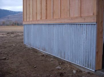 Now we need to combine the rough cedar siding with galvanized metal... Metal Siding Exterior, Exterior Wood Paneling, Metal Skirting, Rv Skirting, Mobile Home Bathrooms, House Skirting, Mobile Home Skirting, Corrugated Metal Siding, Mobile Home Repair