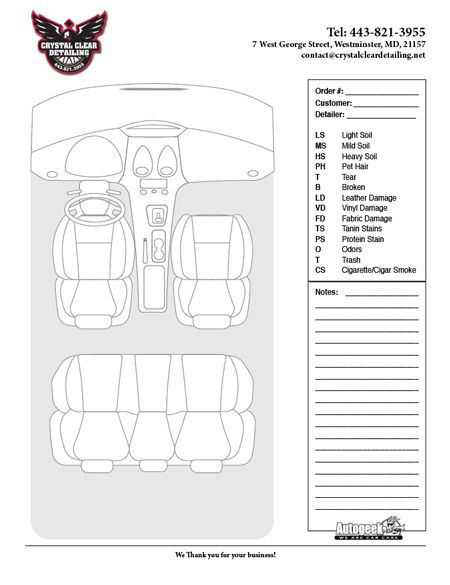 Autogeek Vehicle Inspection Forms Car Interior Detailing Checklist, Vehicle Inspection Checklist Template, Mobile Detailing Setup, Car Detailing Supplies, Mobile Car Detailing, Auto Wash, Pressure Washing Business, Van Organization, Car Care Kit