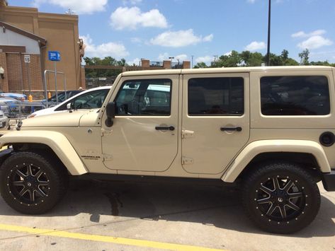 Tan Jeep Wrangler Sahara. Make it a soft top, and it's just like mine lol Tan Jeep Wrangler, Tan Jeep, Jeep Wranger, White Jeep Wrangler, Jeep Sahara, 2013 Jeep Wrangler Unlimited, Jeep Things, White Jeep, Jeep Camping