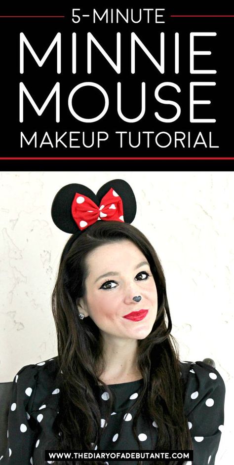 Minnie Mouse Makeup Ideas, Minnie Mouse Costume Diy, Minnie Mouse Makeup, Mouse Makeup, Halloween Costume Cute, Simple Halloween Costume, Cute Minnie Mouse, Drugstore Makeup Tutorial, Easy Halloween Costume