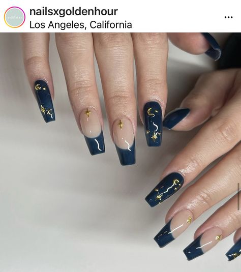 Dark Blue Nails, Hello Nails, Vintage Nails, Blue Acrylic Nails, Ombre Acrylic Nails, Cute Acrylic Nail Designs, Fashion Goals, Xmas Nails, Prom Nails