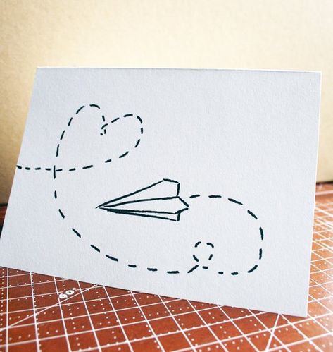 Stationery Greeting -- Paper Airplane -- Love -- Card and Envelope Set Penpal Ideas, Sisal Twine, Cadeau St Valentin, Kids Jokes, Mail Art Envelopes, Envelope Art, Volunteer Work, Paper Airplane, Sketch Notes