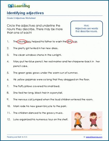 Students identify adjectives and link them to the nouns the describe in each sentence. Free | Grammar | Worksheets | Grade 3 | Printable 2nd Grade Adjectives Worksheets, Adding Adjectives To Sentences, Adjectives Worksheet Grade 5, Grade 2 Adjectives Worksheet, Adjectives Second Grade, Identifying Adjectives Worksheet, English Opposite Words, Comparative Adjectives, Adjective Worksheet