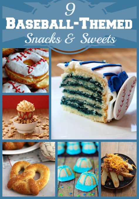 9 Baseball-Themed Snacks and Sweets - whether you're the Little League team mom or having the gang over to celebrate the first pitch of the big league season, you'll love these delicious ideas! Baseball Food, Baseball Treats, Baseball Snacks, Themed Snacks, Baseball Christmas, Tailgating Recipes, A Robin, Baseball Party, Baseball Theme