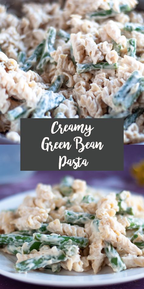 This rich creamy green bean pasta takes less than 30 minutes to cook! Perfect for when you’re craving something a little more decedent for dinner.  #dinner #recipes #pasta #glutenfree #vegan #dairyfree #veganrecipes #greenbean #vegetarian Green Bean Pasta Recipes, Green Bean Pasta, Dinner Recipes Pasta, Asparagus Pasta Recipes, Bean Pasta Recipes, Pasta With Green Beans, Creamy Green Beans, Chicken Green Beans, Lemon Green Beans