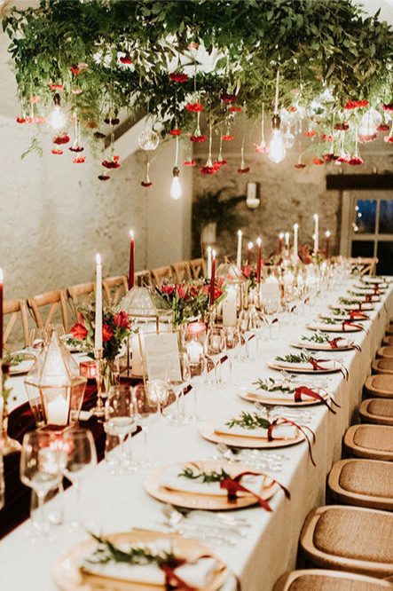 Christmas Wedding Ideas, Christmas Wedding Table, Christmas Wedding Themes, Christmas Wedding Inspiration, Plum Bridesmaid Dresses, Wedding Decoration Ideas, Tea Length Wedding, Winter Wedding Decorations, Essense Of Australia