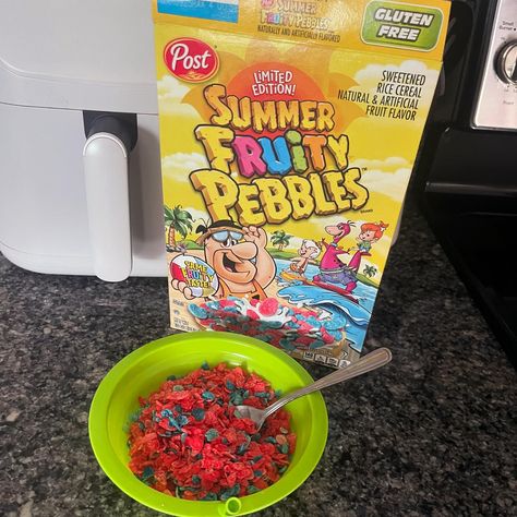 FINALLY got our hands of a box of @post_cereals Summer Fruity Pebbles. Does it taste any different from regular Fruity Pebbles? Not a bit. Do we care? Not a bit. Delicious and a great back of the box! #cereal #cereallife #cereallovers #flinstones Post Cereal, Rice Cereal, Fruity Pebbles, Fruit Flavored, A Box, The Box, Cereal, Fruit, Quick Saves