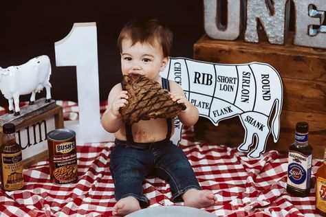 Baby Wants Steak Boy Photo Shoot, 1st Birthday Pictures, Birthday Bbq, 1st Birthday Photoshoot, First Birthday Pictures, Rodeo Birthday, 1st Birthday Cake Smash, Baby Boy First Birthday, 1st Birthday Themes