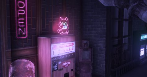 Hydrangea — get the vending machines and send noods neon sign... Sims 4 Vending Machine, Sims 4 Neon Signs, Ts4 Cyberpunk, Send Noods, Sims 4 Anime, Tumblr Sims 4, Save File, Vending Machines, Vending Machine