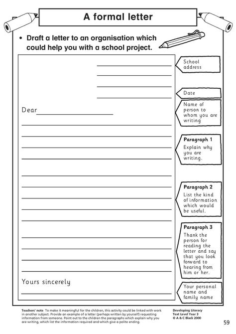 A formal letter Letter Writing For Kids, Informal Letter Writing, Letter Template For Kids, Friendly Letter Template, Letter Writing Format, Formal Letter Template, Formal Letter Writing, Letter Writing Worksheets, Letter Writing Activities