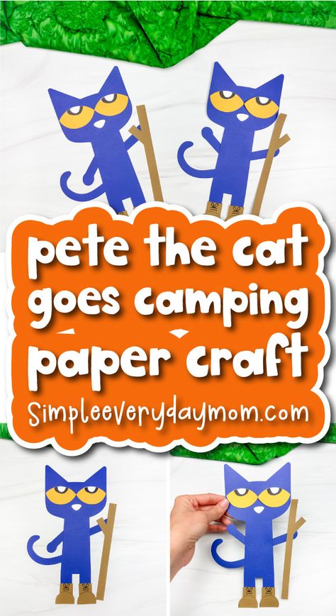 Pete The Cat Goes Camping Craft For Kids [Free Template] Pete The Cat Goes Camping Activities, Pete The Cat Goes Camping, Camping Craft, Camping Theme Preschool, Summer Preschool Crafts, Camping Crafts For Kids, Best Parenting Books, Camping Activities For Kids, Spanish Lessons For Kids