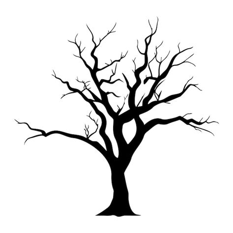 Bare tree silhouette without leaves vect... | Premium Vector #Freepik #vector #dead-tree #dry-tree #tree-branch #halloween-tree Autumn Activity, Dry Tree, Butterfly Tree, Tree Stencil, Tree Of Life Tattoo, Bare Tree, Embroidery Hand, Silhouette Stencil, Paper Tree