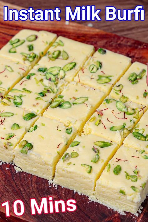 Milk Powder Recipes, Barfi Sweet, Vermicelli Kheer Recipe, Easy Indian Sweet Recipes, Pakistani Desserts, Easy Indian Dessert Recipes, Barfi Recipe, Peda Recipe, Easy Indian Dessert