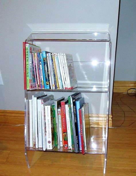 Plastic Furniture Design, Acrylic Bookcase, Glass Bookshelves, Modern Home Office Furniture, Acrylic Products, Cute Apartment, Glass Book, Bookcase Styling, Acrylic Furniture