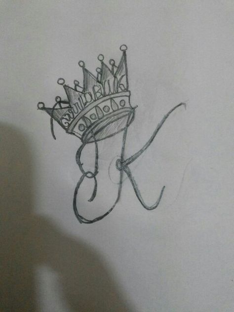 King type 'K'...like my name Krina. ..☆ Kyle Name, K Drawing, King Crown Drawing, Name Drawings, Crown Drawing, Aesthetic Names, Krishna Pictures, Letter K, Drawings Simple