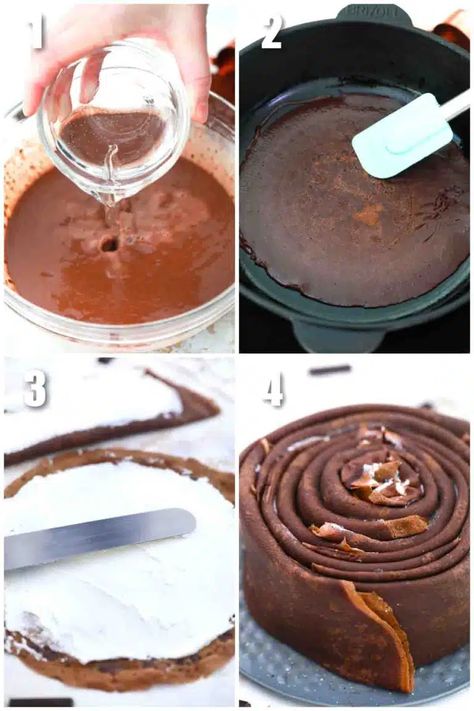 Crepe Cake Chocolate, Chocolate Crepe Cake, Crepe Cake Recipe, Chocolate Crepes, Savory Meals, Crepe Cake, Recipe Sweet, Crepe Recipes, Cake Fillings