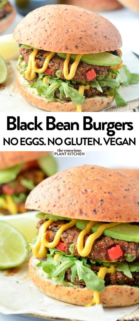 Sweet Potato Black Bean Burgers, Black Bean Burger Recipe Easy, Black Bean Burger Vegan, Sweet Potato Black Bean Burger, Best Vegan Burger Recipe, Veggie Burger Recipe Easy, Sweet Potato Burger, Easy Veggie Burger, Conscious Plant Kitchen