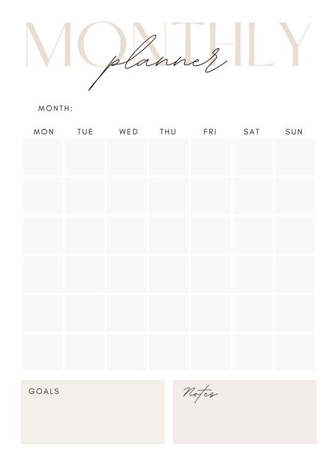 Daily Notes Template, Month Planner Aesthetic, Good Notes Monthly Planner Template, Digital Monthly Planner Template, Good Notes Weekly Planner Template, Good Notes Aesthetic Template, Monthly Study Planner Printable, Month Planner Ideas, Month Schedule Planner