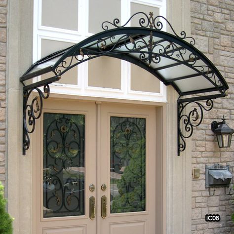 Miliano Design Ltd | Wrought Iron Canopies Wrought Iron Awning, Champagne Bedroom, Iron Pergola, Iron Balcony Railing, Window Canopy, Steel Furniture Design, Canopy Architecture, Wrought Iron Design, Window Box Flowers