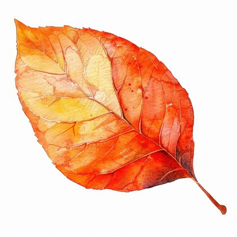 Vibrant autumn leaf watercolor illustration | free image by rawpixel.com / Hein Autumn Leaf Art, Leaf Watercolor, Autumn Leaves Art, Yellow Leaf, Leaf Illustration, Gobble Gobble, Watercolor Ideas, Fall Theme, Fall Leaf