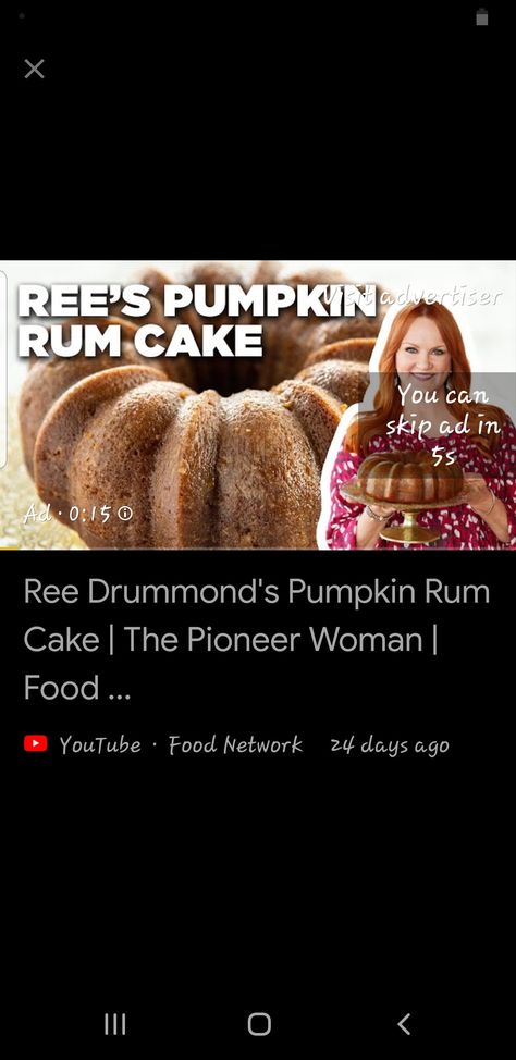 Pioneer Woman Pumpkin Rum Bundt Cake, Mini Bundt Cakes, Ree Drummond, Rum Cake, Bundt Cake, Pumpkin Pie, Food Network Recipes, Rum, Pie