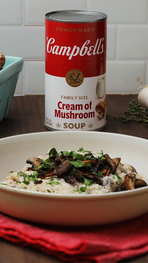 Campbells Mushroom Soup, Creamy Mushroom Risotto, Easy Breakfasts, Mushroom Risotto Recipes, Risotto Recipe, Cream Of Mushroom, Mushroom Risotto, Campbell Soup, Risotto Recipes