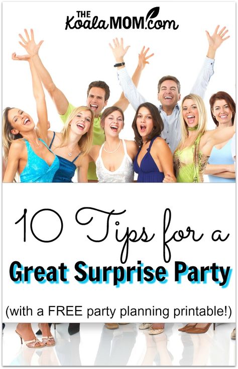 10 tips for a great surprise party (with a FREE party planning printable!) Birthday Slumber Party, Party Planning Printable, Streamer Party Decorations, Surprise 50th Birthday Party, Birthday Goodie Bags, Cocktail Drink, Birthday Scrapbook, Birthday Surprise Party, Surprise Party