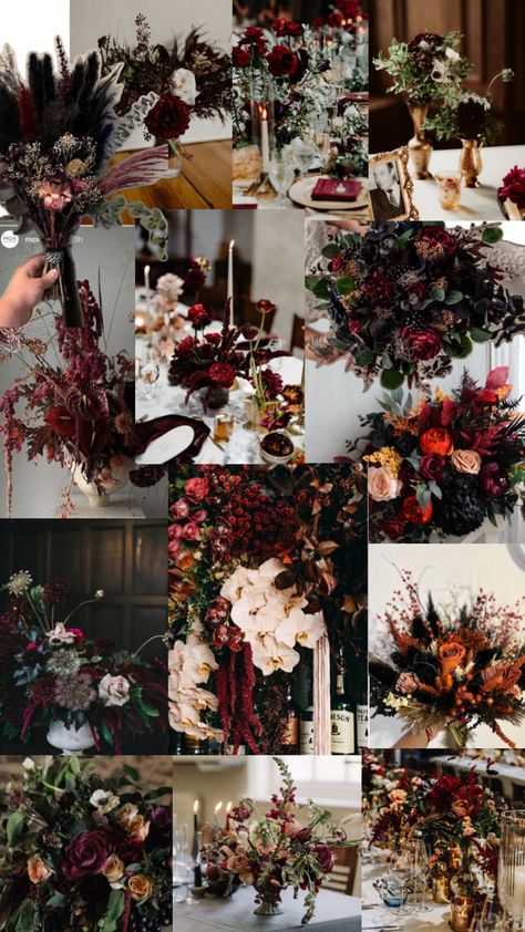 Moody Romance Wedding Colors, Deep Jewel Tone Wedding, Moody Romantic Wedding Color Palette, December Wedding Color Schemes, Moody Summer Wedding Color Palettes, Wedding Color Palette Moody, Dark Moody Wedding Color Schemes, Moody Autumn Wedding, Moody Winter Wedding Color Palettes