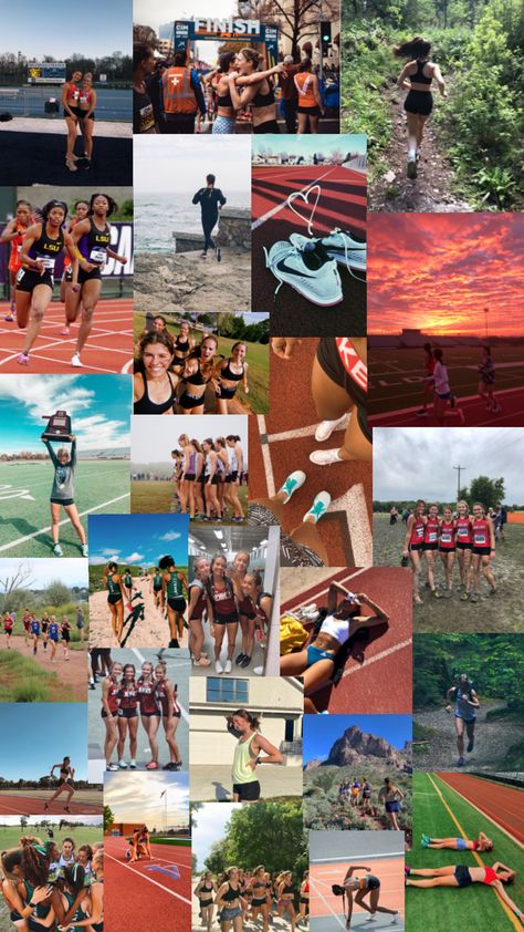 Track Wallpapers Iphone, Track Team Aesthetic, Track Collage, Aesthetic Track Pictures, Netball Photos, Running Collage, Athletics Wallpaper, Track Wallpapers, Cross Country Aesthetic