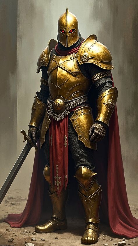 This  Warrior have armor thats made with gold and steel. It there Tradition that goes back to a old Culture.  #fantasyart #fantasy #characterdesign Army Fantasy Art, Armor Painting, Gold Knight, Old Culture, Golden Armor, Armor Ideas, Gold Armor, Art Character Design, Knight In Shining Armor