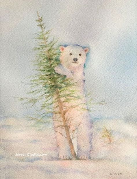 Snow Bear Drawing, Snow Animals Drawing, Watercolor Polar Bear, Polar Bear Sketch, Wooden Bears, Impressionism Flowers, Polar Bear Watercolor, Polar Bear Painting, Polar Bear Paint