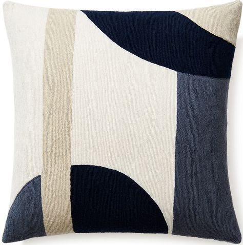 Hand-Embroidered Chain Stitch Pillows: 18x18 :: LUNA :: Judy Ross Textiles Luxury Pillows Decorative, Blue Pillows Decorative, Pillow Inspiration, Decorative Lumbar Pillows, Wool Throw Pillows, Abstract Throw Pillow, Modern Pillows, Wool Pillow, Wool Throw