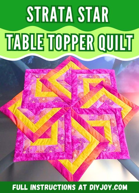 Strata Star Table Topper Pattern Free, Stars Table Topper, Table Topper Patterns, Quilted Table Toppers, Quilt Tutorial, Pretty Tables, Table Set Up, Table Topper, Quilting Tutorials