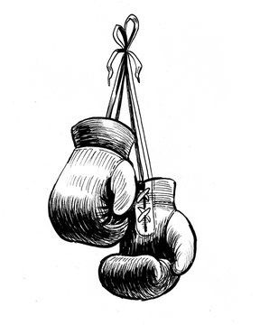 Hanging Boxing Gloves, Boxing Gloves Drawing, Boxing Gloves Tattoo, Gloves Illustration, Boxing Gloves Art, Boxing Tattoos, Boxing Images, Chic Tattoo, Fitness Logo Design