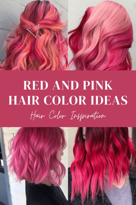 Pink Balayage Red Hair, Flamingo Hair Color, Red To Pink Hair, Red And Pink Hair Color, Hot Pink Balayage, Pink Halo Hair, Pink Hair Styles, Flamingo Pink Hair, Red And Pink Hair