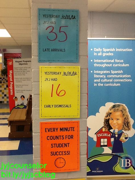 For the front hall attendance tracking board? Attendance Board Ideas, Attendance Matters, Attendance Ideas, Attendance Incentives, Enemy Pie, Attendance Board, Principal Ideas, School Magic, School Hallway