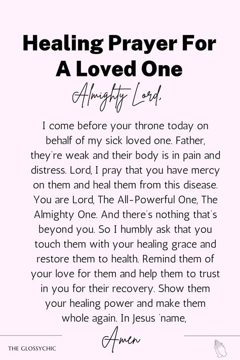 Prayer For Someone Who Lost A Loved One, Healing Prayers For Loved One, Prayer For Loved Ones, Prayer For The Sick, Healing Prayers, Prayer Points, Always Pray, Healing Prayer, Angel Quotes