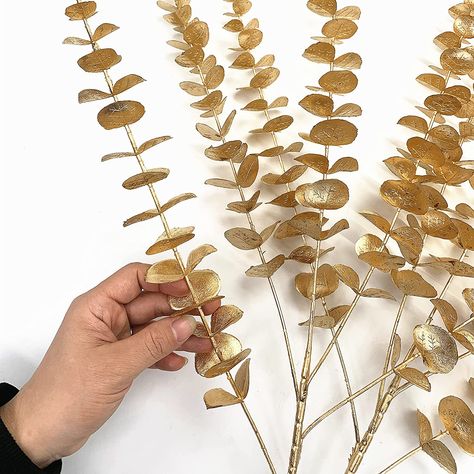 Amazon.com: Artificial Golden Plants for Christmas Decoration Ginkgo Leaves Tall 27 Inch, Fake Plant Gold Apricot Leaf Bushes Faux Shrubs Indoor Outdoor Planter Vase Filler Home Garden Wedding Xmas Decor - 2 Pack : Home & Kitchen Gold Eucalyptus, Fake Leaves, Home Garden Wedding, Eucalyptus Leaf, Ginkgo Leaves, Indoor Outdoor Planter, Outdoor Planter, Ginkgo Leaf, Xmas Decor