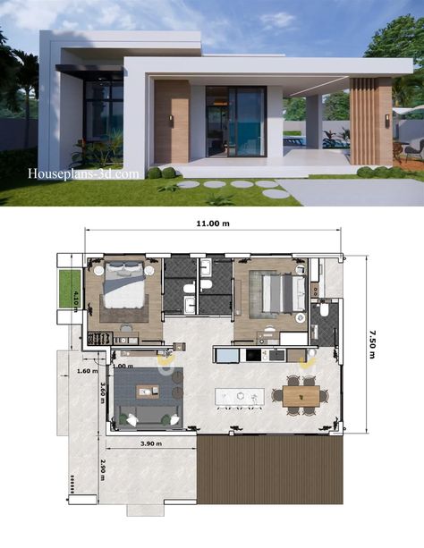 Modern Minimalist House Plan, Diy Tiny House Plans, Eco House Design, Modern House Floor Plans, Modern Minimalist House, Small House Layout, Minimalist House, House Floor Design, Building Plans House