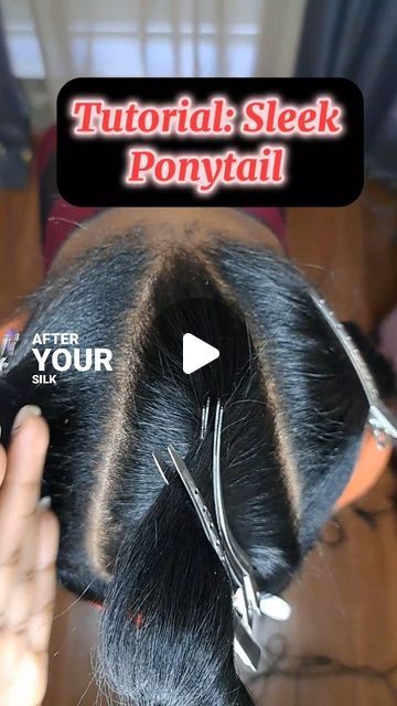 Extended Ponytail Weave With Braids, Sleek Low Ponytail Weave, Vpart Low Ponytail, Black Hair Ponytail With Bangs, 3 Part Sleek Ponytail, How To Sleek Ponytail Black Women, Black Sleek Ponytail, Simple Weave Ponytail Hairstyles, How To Do Weave Ponytail