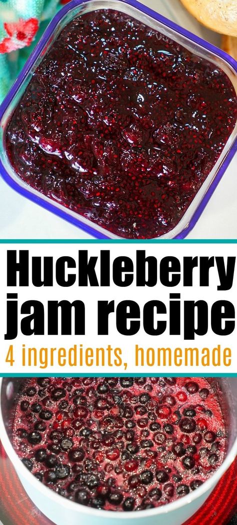 How to make homemade huckleberry jam on your stovetop or in your Instant Pot is here! Add some chia seeds and this is great on toast or bagels. Huckleberry Jam Recipe Canning, Huckleberry Jam Recipe, Aronia Berry Recipes, Huckleberry Recipes, Huckleberry Jam, Fresh Blueberry Recipes, Jam Without Pectin, Canning Jelly, Aronia Berry