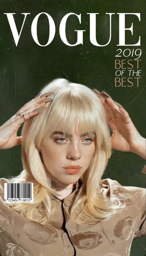 Bille Eilish Posters, Billie Poster Vintage, Billie Eilish Magazine Cover, Billie Eilish Magazine, Mosaic Dress, Cake Style, Music Poster Ideas, Music Poster Design, Artist Wall