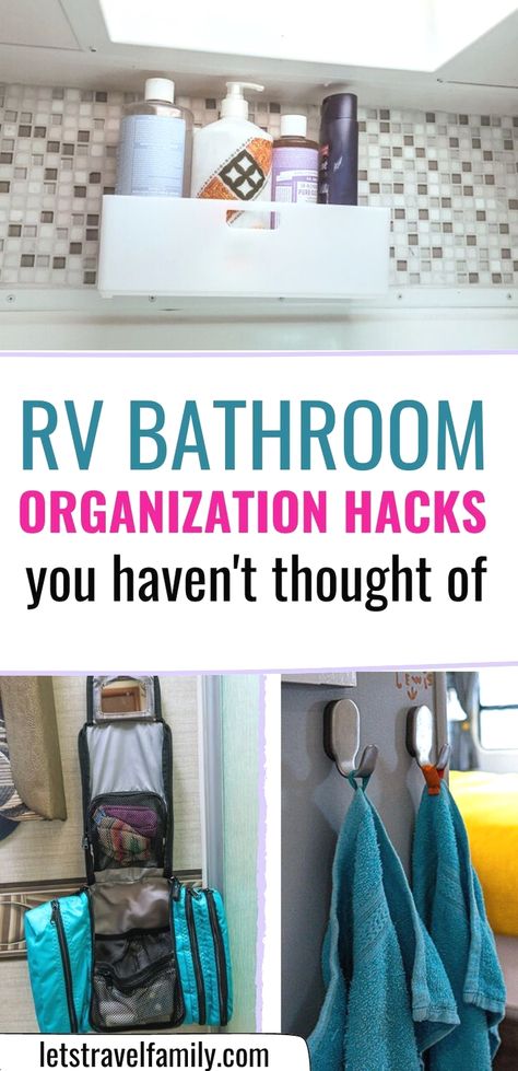 #storage #storageideas #diystorage Camper Bathroom Organization Ideas, Travel Trailer Bathroom Organization, Camper Bathroom Hacks, Bathroom Camper Ideas, Small Camper Bathroom Ideas, Small Camper Bathroom Storage Ideas, Camper Bathroom Storage Ideas, Small Rv Bathroom Storage Ideas, Camper Towel Storage