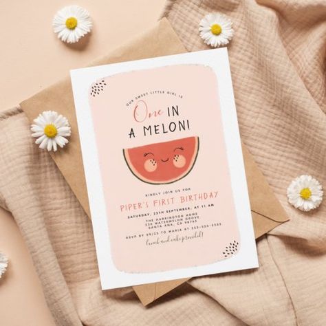 $1.95 | One In A Melon Little Sweetie First Birthday Party - one in a melon, 1st birthday invitations, watermelon, summer, pink, watercolor, girl, little sweetie, cute, modern Summer Birthday Invitations, Watercolor Girl, One In A Melon, Foil Invitations, Summer Birthday, Birthday Invitations Girl, 1st Birthday Invitations, First Birthday Invitations, Pink Birthday