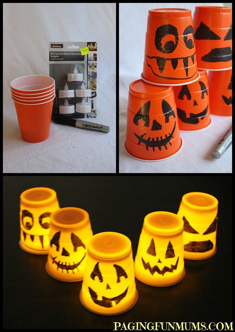 Super easy last minute Halloween decorations that the kids can help create! Victory Rolls, Casa Halloween, Easy Halloween Decorations, Diy Halloween Decor, Adornos Halloween, Halloween Cups, Halloween 2014, Theme Halloween, Halloween Deco