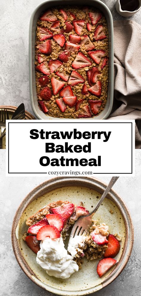 Strawberry Baked Oatmeal, Quick Oat Recipes, Nourishing Breakfast, Texas Kitchen, Baby Meals, Strawberry Oatmeal, Strawberry Glaze, Ambitious Kitchen, Baked Oatmeal Recipes